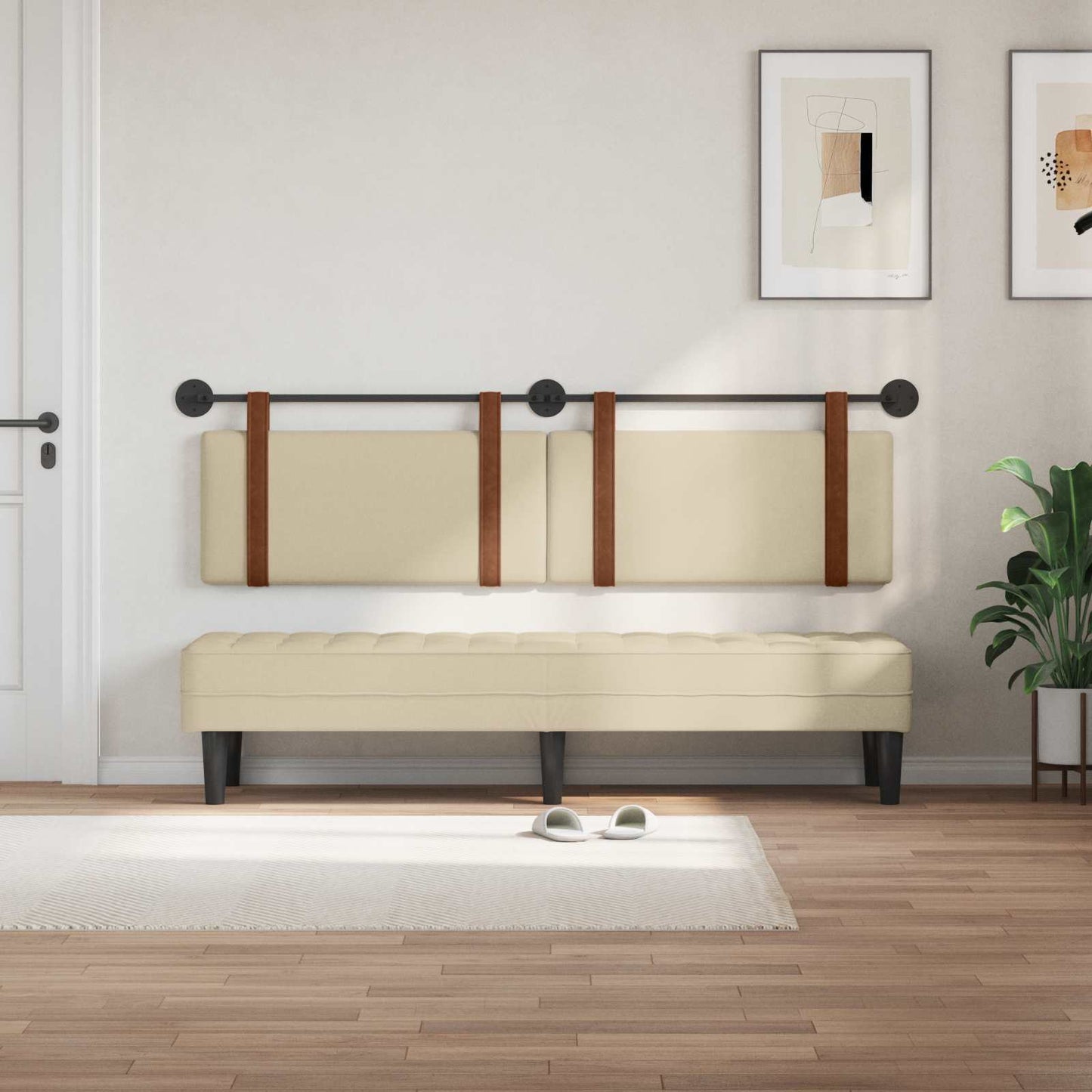 Hangend Hoofdeinde Effen Crème 170 x 55 x 5 cm Antiek PU
