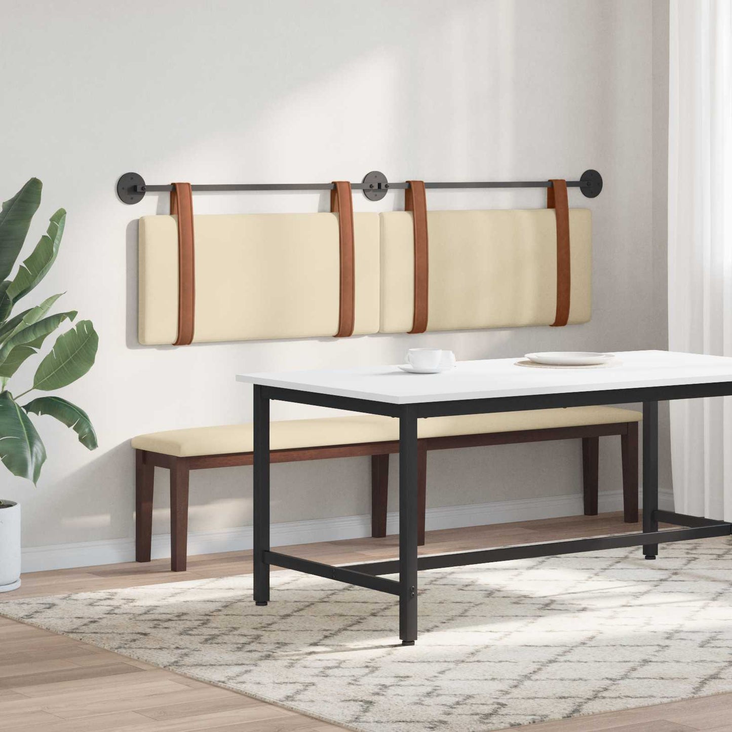 Hangend Hoofdeinde Effen Crème 170 x 55 x 5 cm Antiek PU