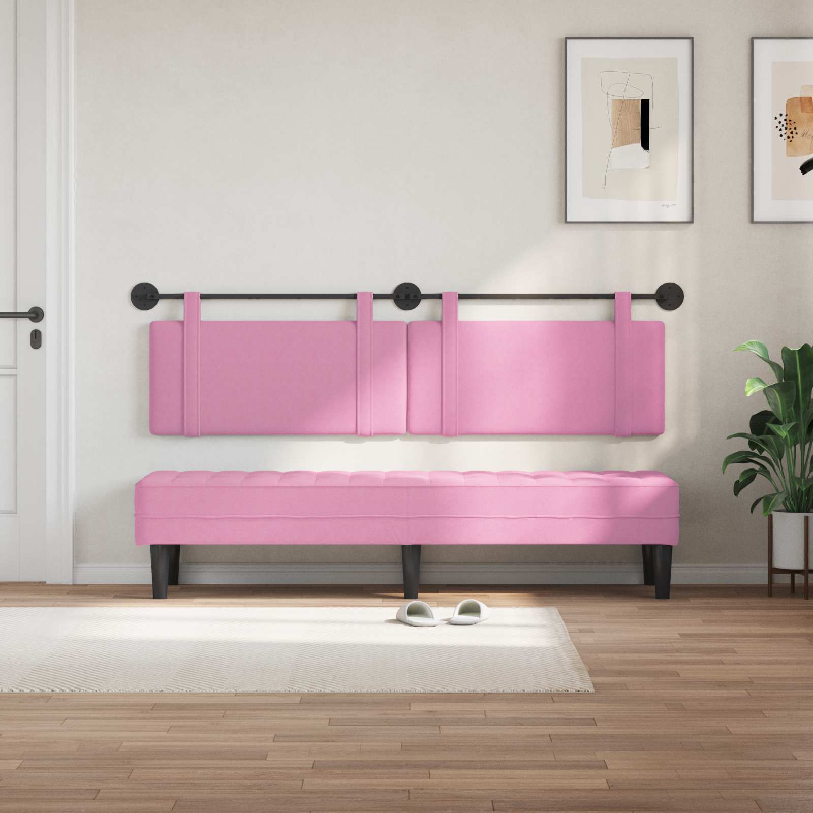 Hangend Hoofdeinde Wandgemonteerd Roze 190 x 55 x 5 cm Stof