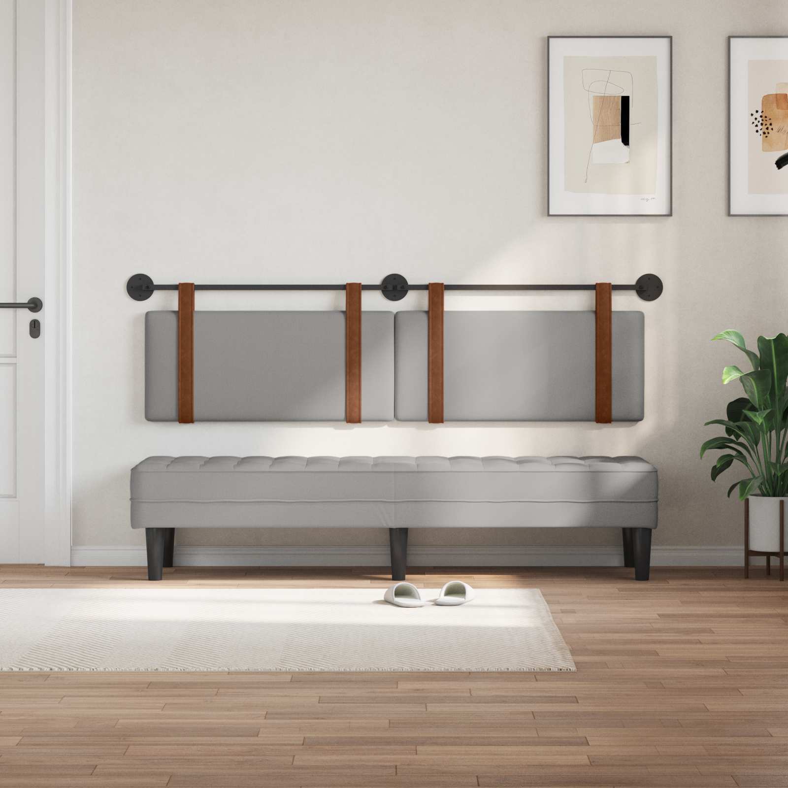 Hangend Hoofdeinde Effen Wolkengrijs 180 x 40 cm Bewerkt hout