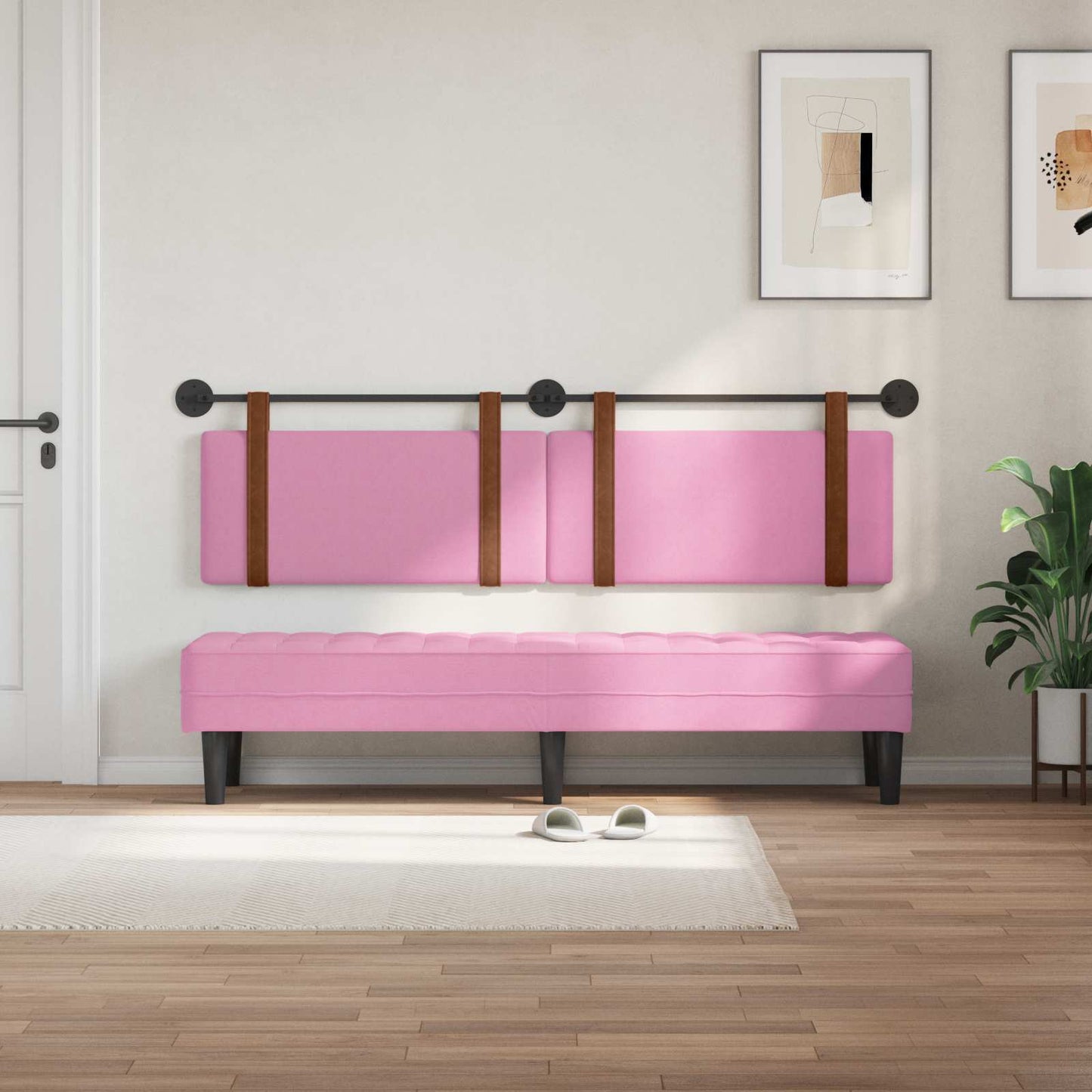 Hangend Hoofdeinde Wandgemonteerd Roze 180 x 40 cm Bewerkt hout