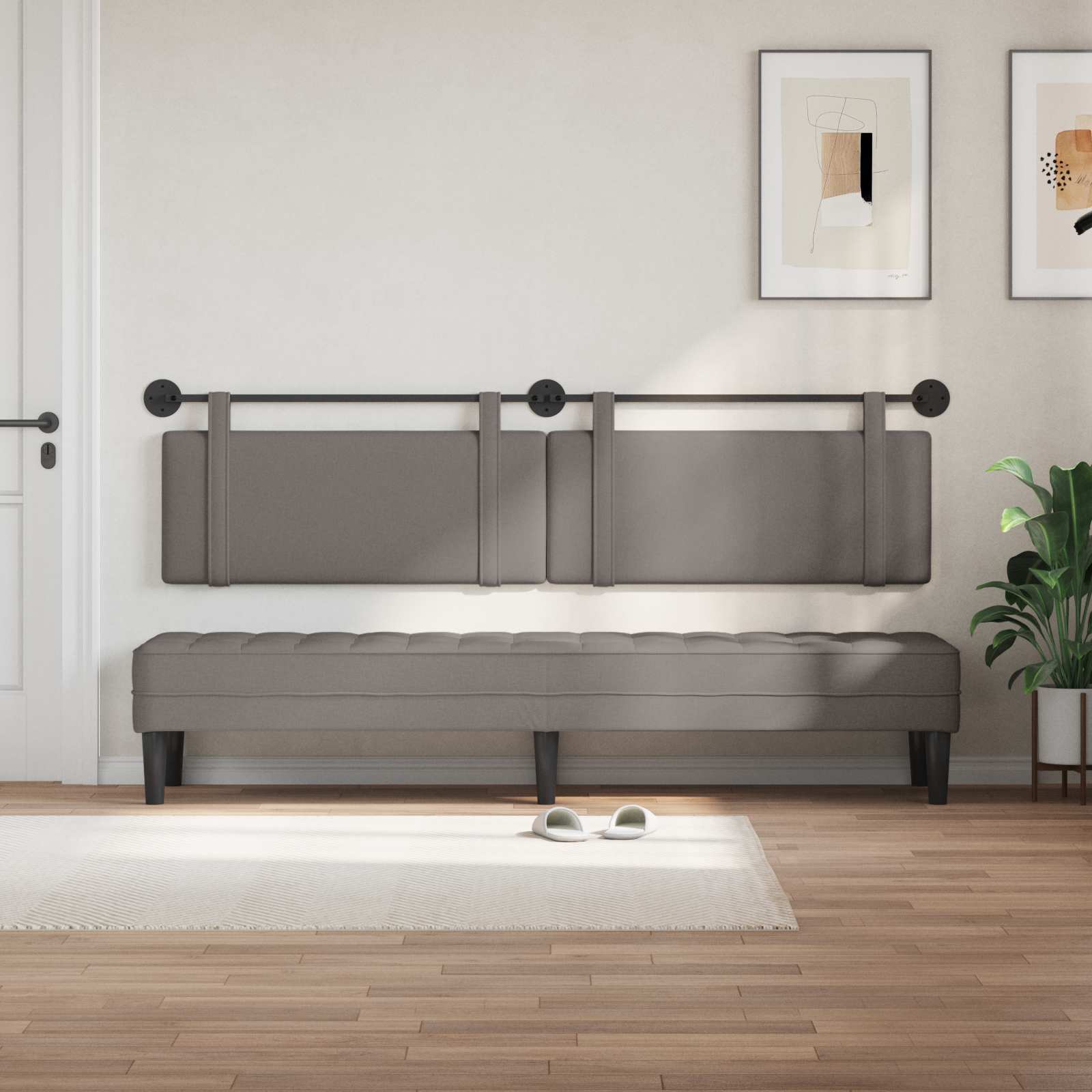 Hangend Hoofdeinde Wandgemonteerd Taupe 210 x 55 x 5 cm Stof
