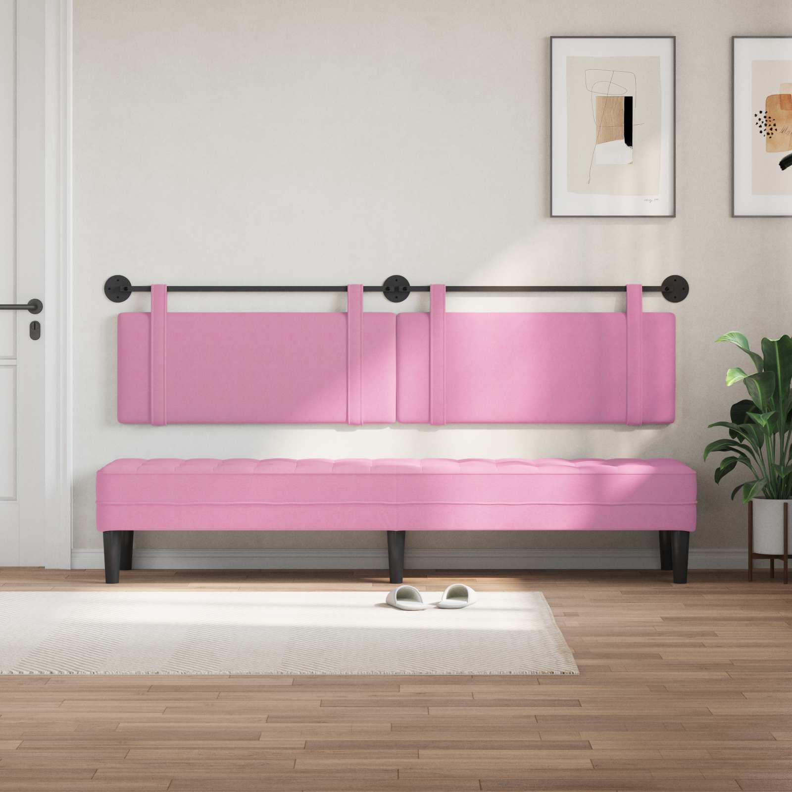 Hangend Hoofdeinde Wandgemonteerd Roze 210 x 55 x 5 cm Stof