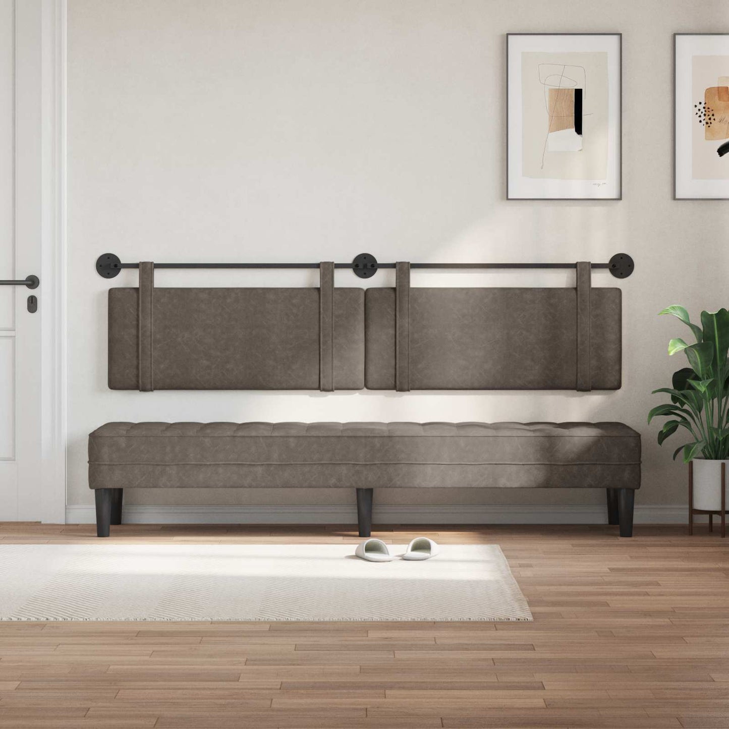 Hangend Hoofdeinde Effen Grijs 210 x 55 x 5 cm Antiek PU