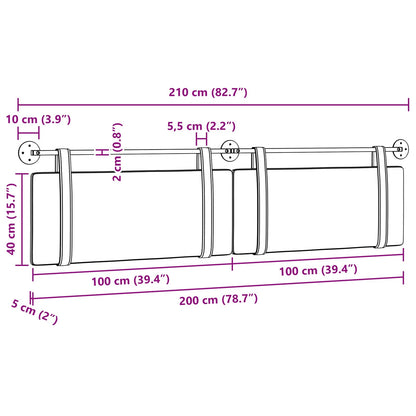 Hangend Hoofdeinde Effen Donkergrijs 210 x 55 x 5 cm Antiek PU