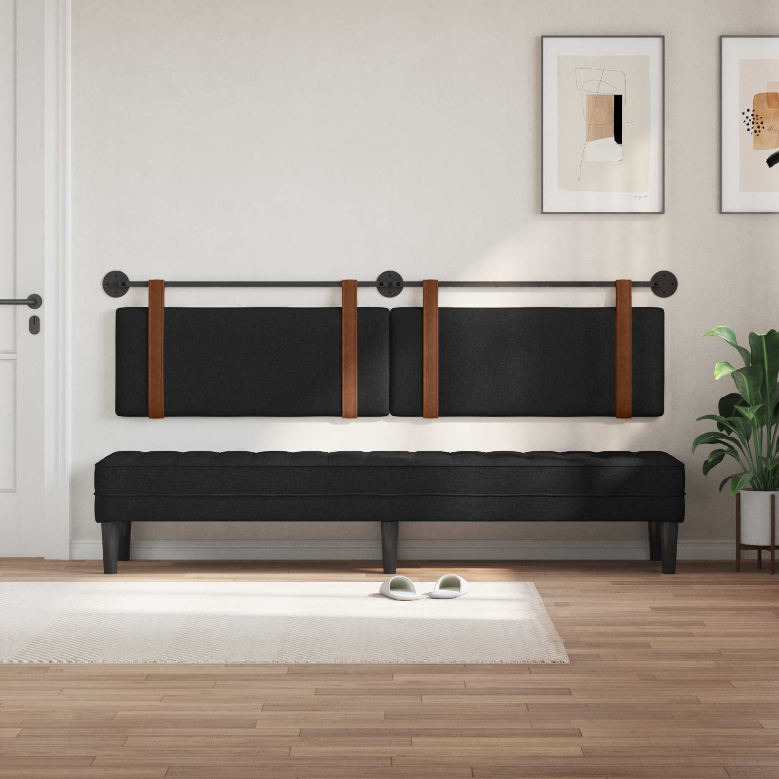Hangend Hoofdeinde Effen Zwart 210 x 55 x 5 cm Antiek PU