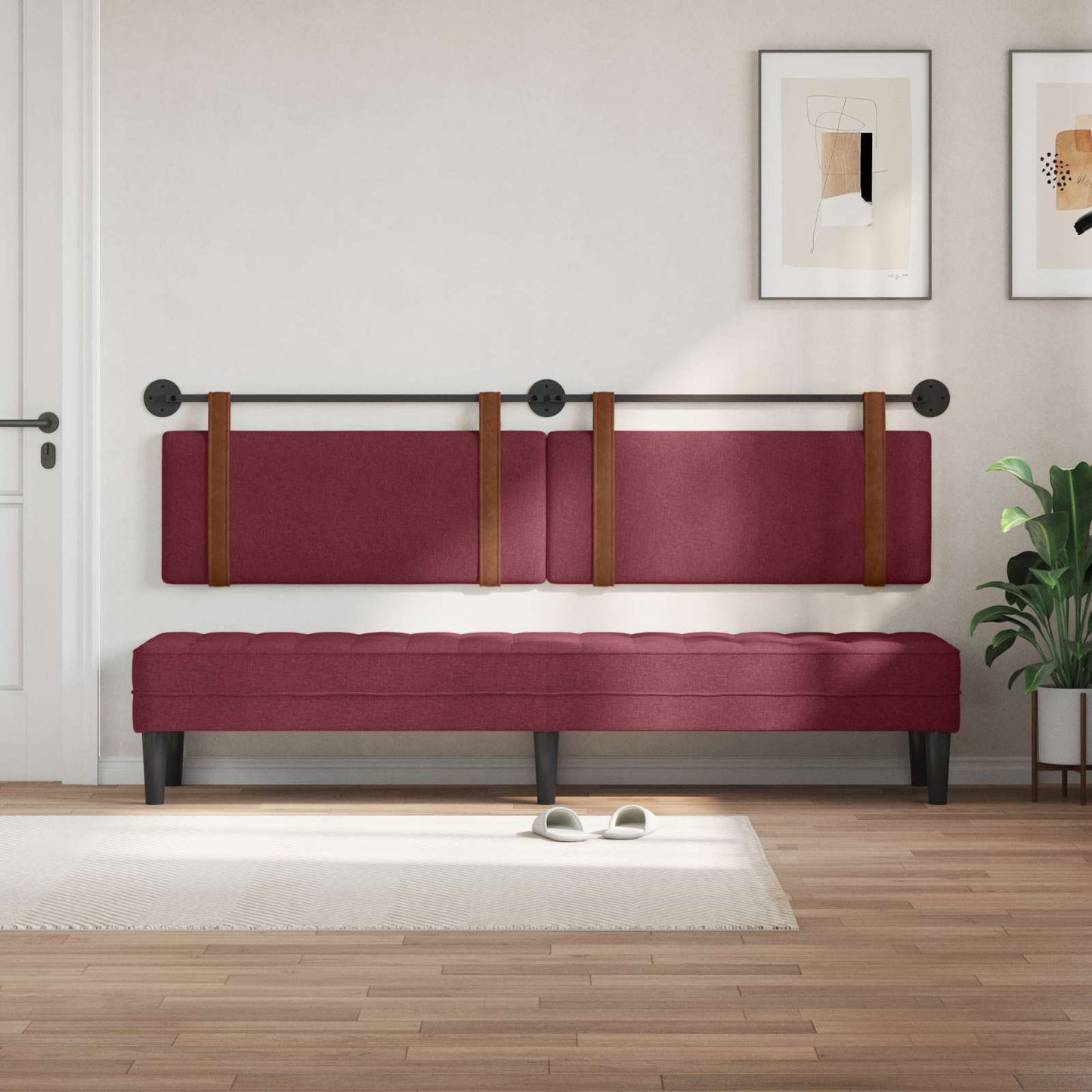 Hangend Hoofdeinde Effen Wijnrood 210 x 55 x 5 cm Antiek PU