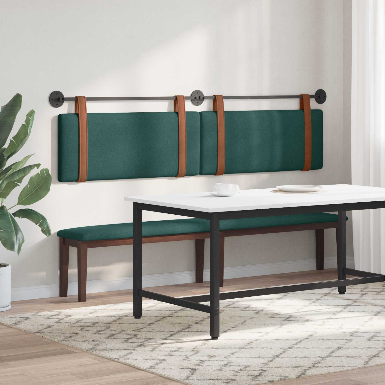 Hangend Hoofdeinde Effen Donkergroen 210 x 55 x 5 cm Antiek PU