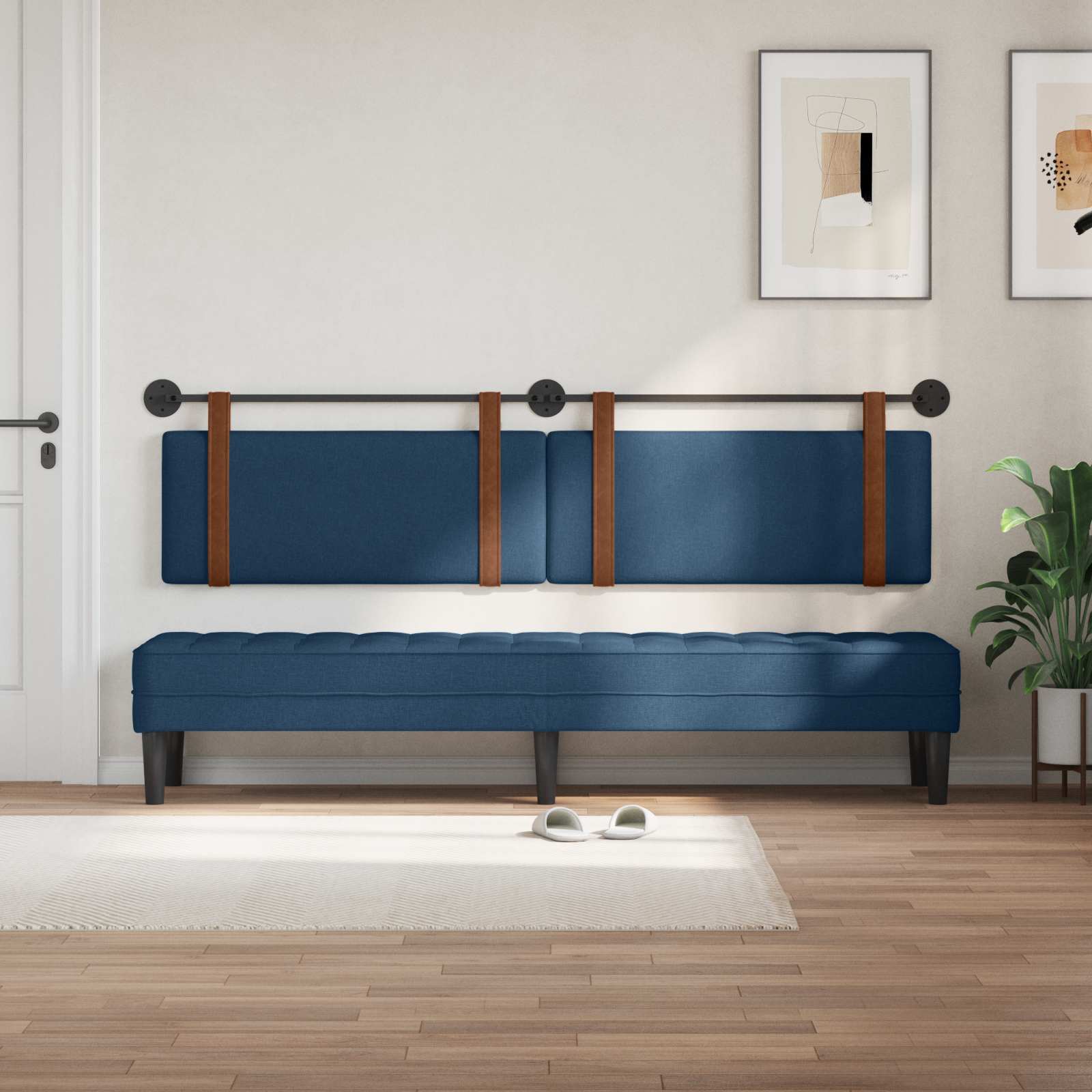 Hangend Hoofdeinde Effen Blauw 210 x 55 x 5 cm Antiek PU