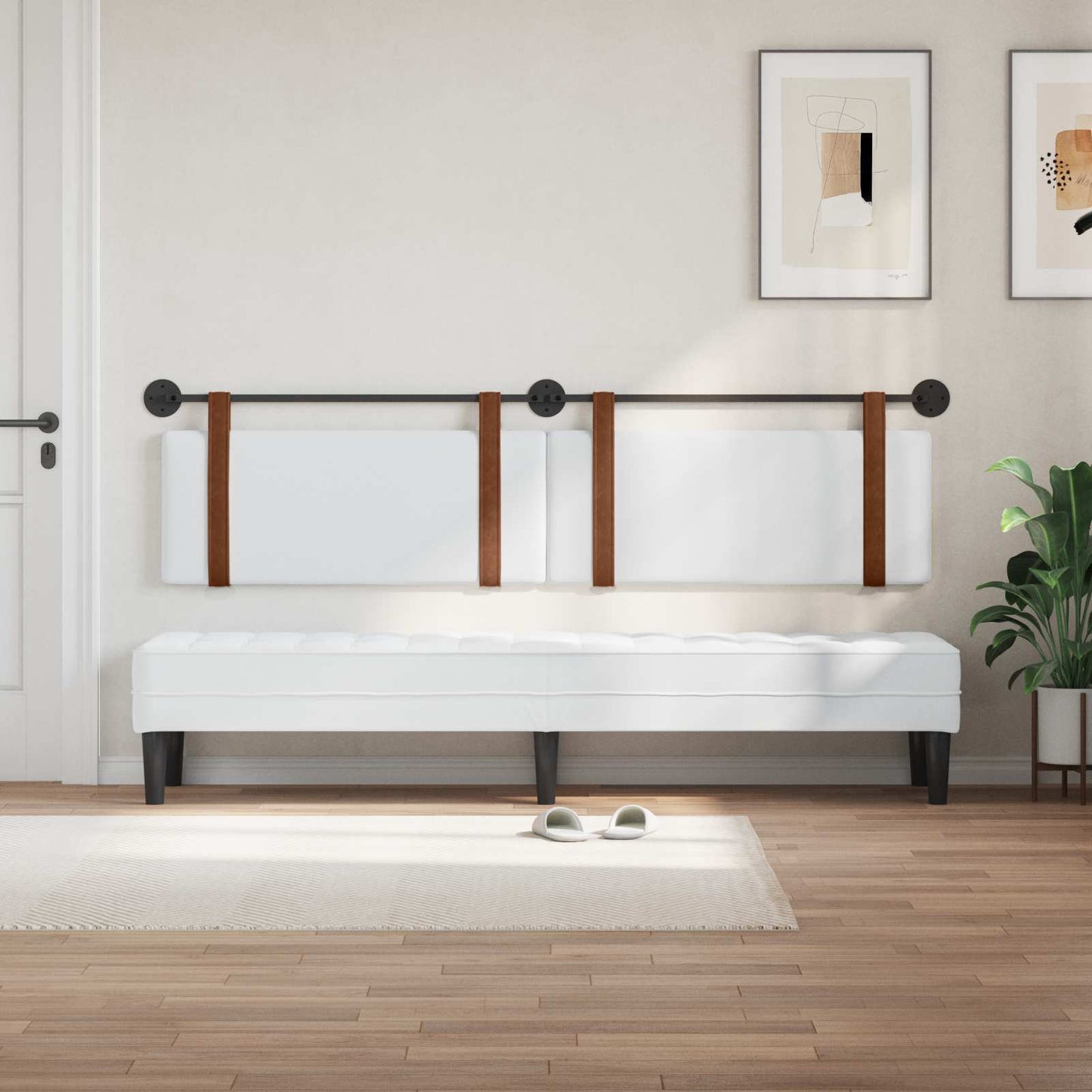 Hangend Hoofdeinde Wandgemonteerd Wit 210 x 55 x 5 cm Antiek PU
