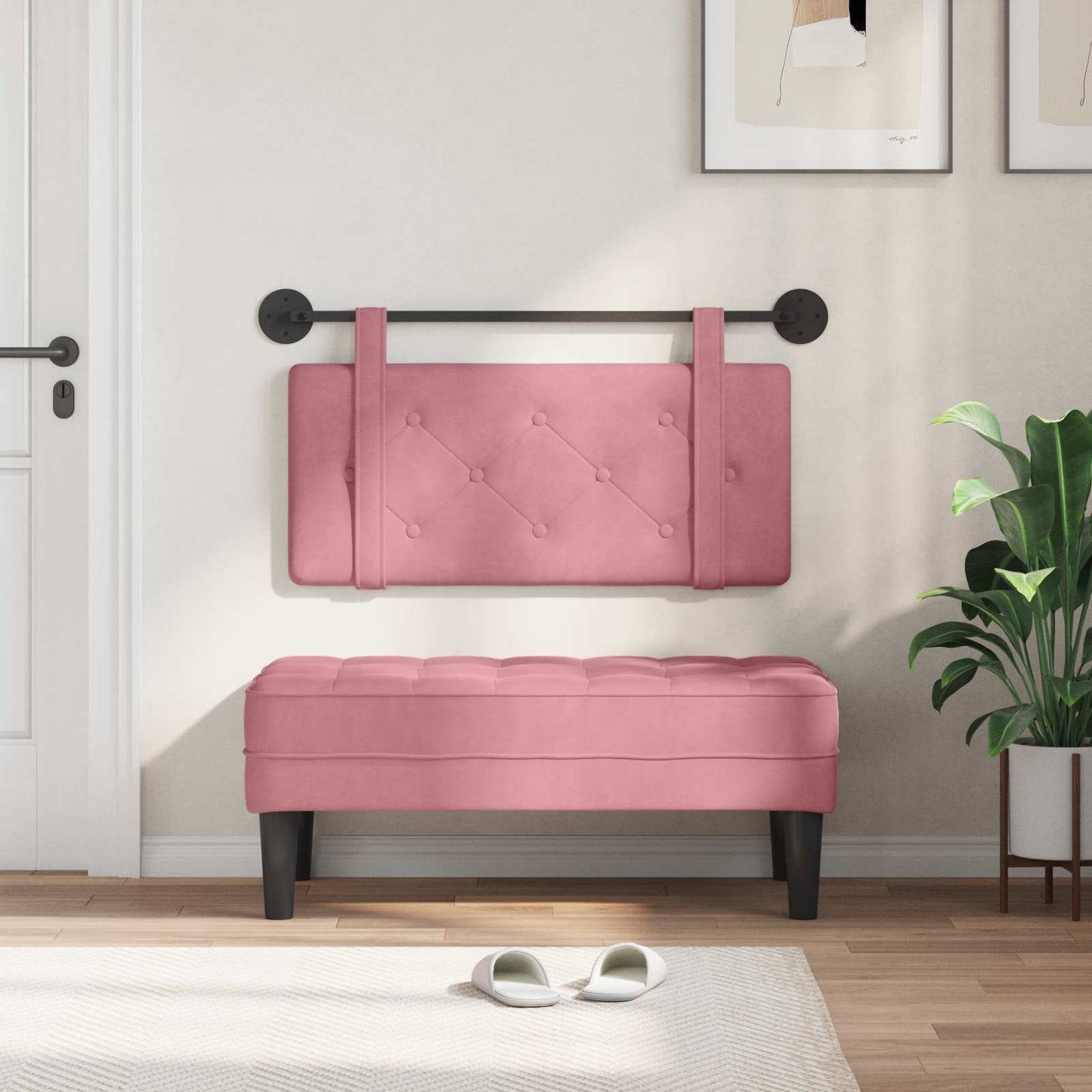 Hangend Hoofdeinde Wandgemonteerd Roze 100 x 55 x 5 cm Fluweel