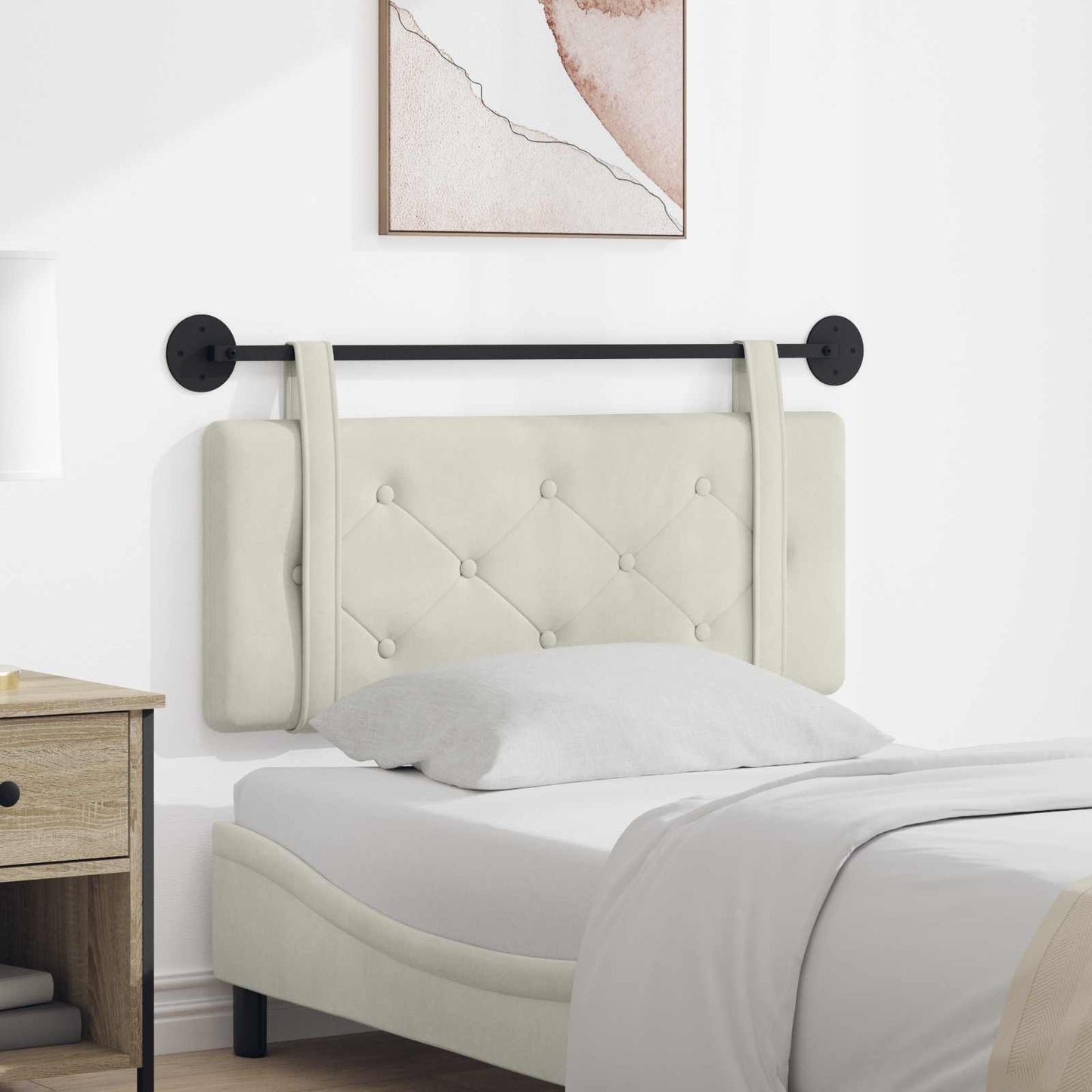 Hangend Hoofdeinde Wandgemonteerd Crème 110 x 55 x 5 cm Fluweel