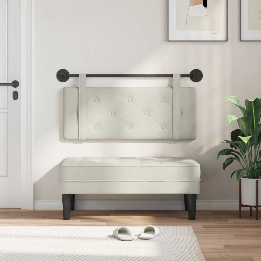 Hangend Hoofdeinde Wandgemonteerd Crème 110 x 55 x 5 cm Fluweel