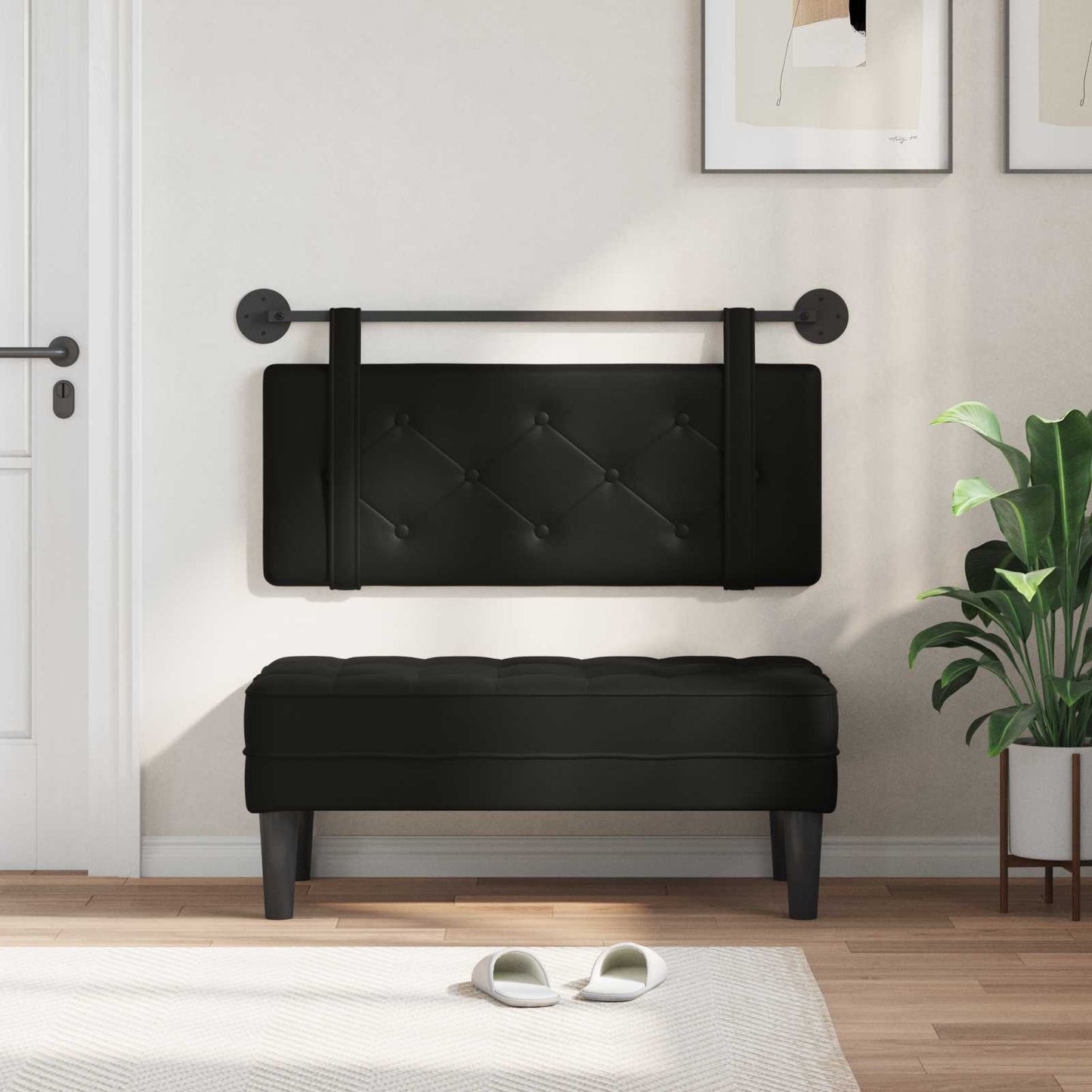 Hangend Hoofdeinde Wandgemonteerd Zwart 100 cm Nep Leer