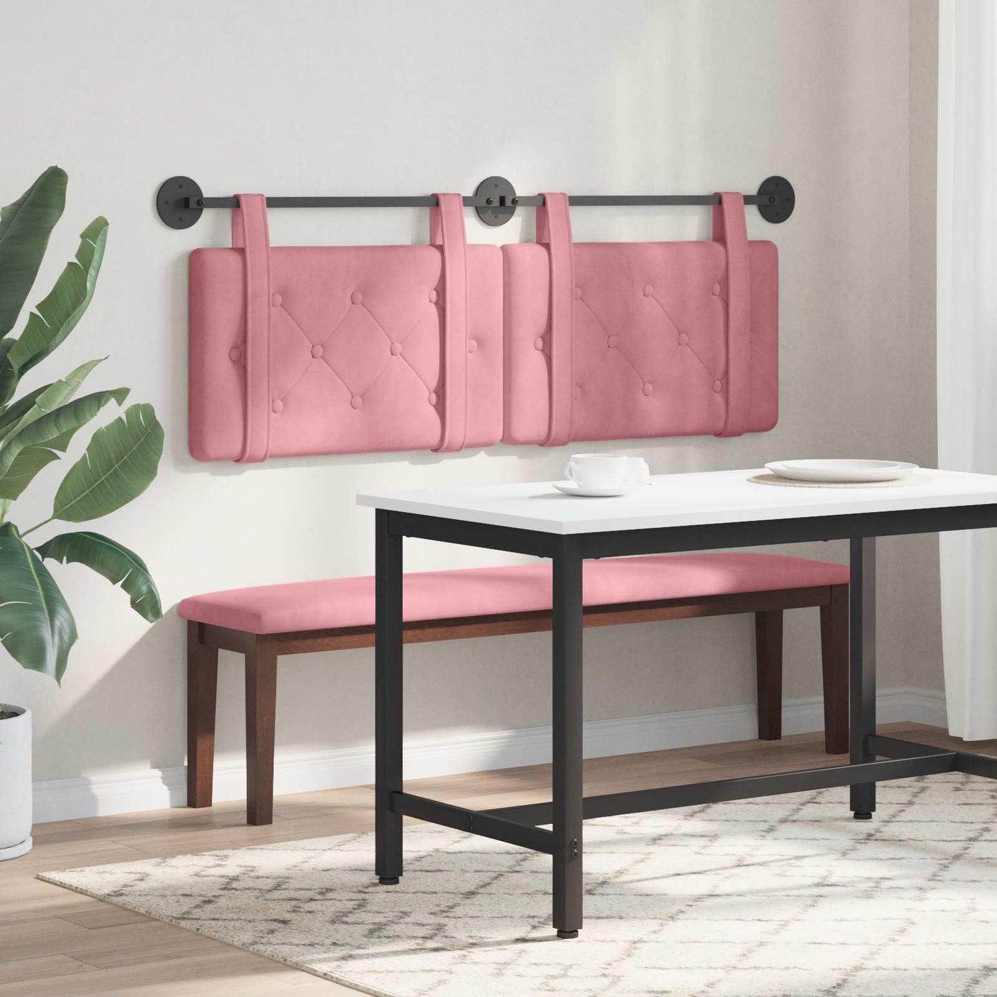 Hangend Hoofdeinde Wandgemonteerd Roze 130 x 55 x 5 cm Fluweel