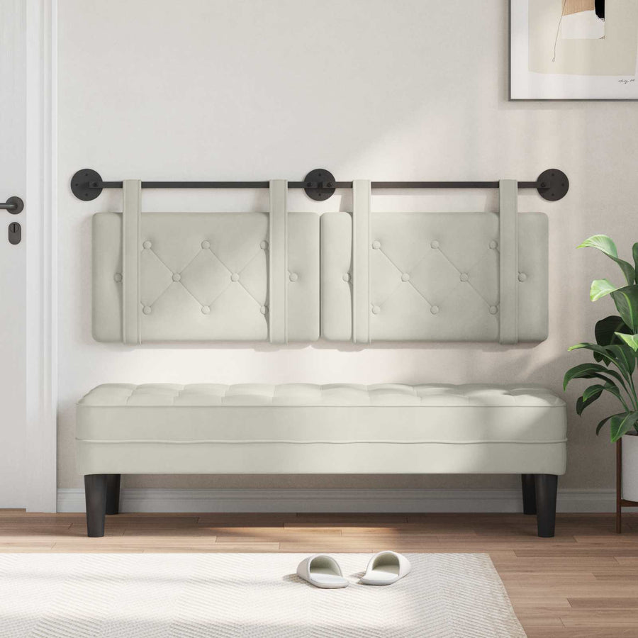 Hangend Hoofdeinde Wandgemonteerd Crème 130 x 55 x 5 cm Fluweel