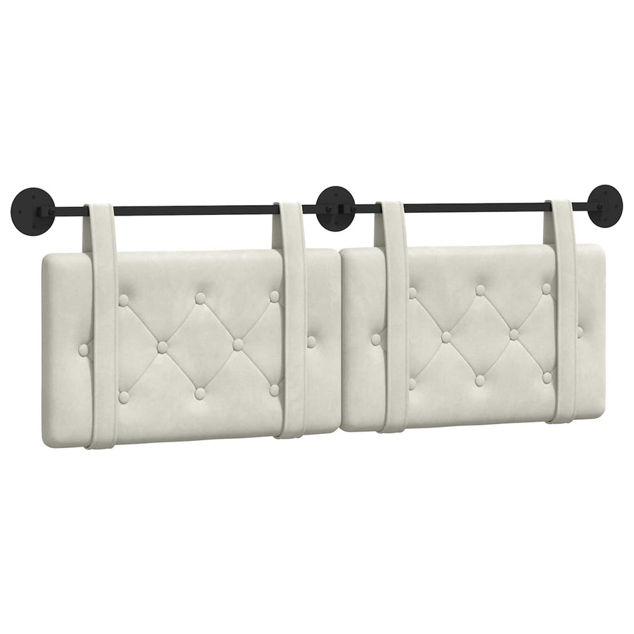 Hangend Hoofdeinde Wandgemonteerd Crème 130 x 55 x 5 cm Fluweel