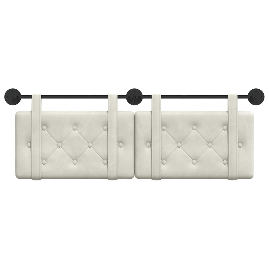 Hangend Hoofdeinde Wandgemonteerd Crème 130 x 55 x 5 cm Fluweel