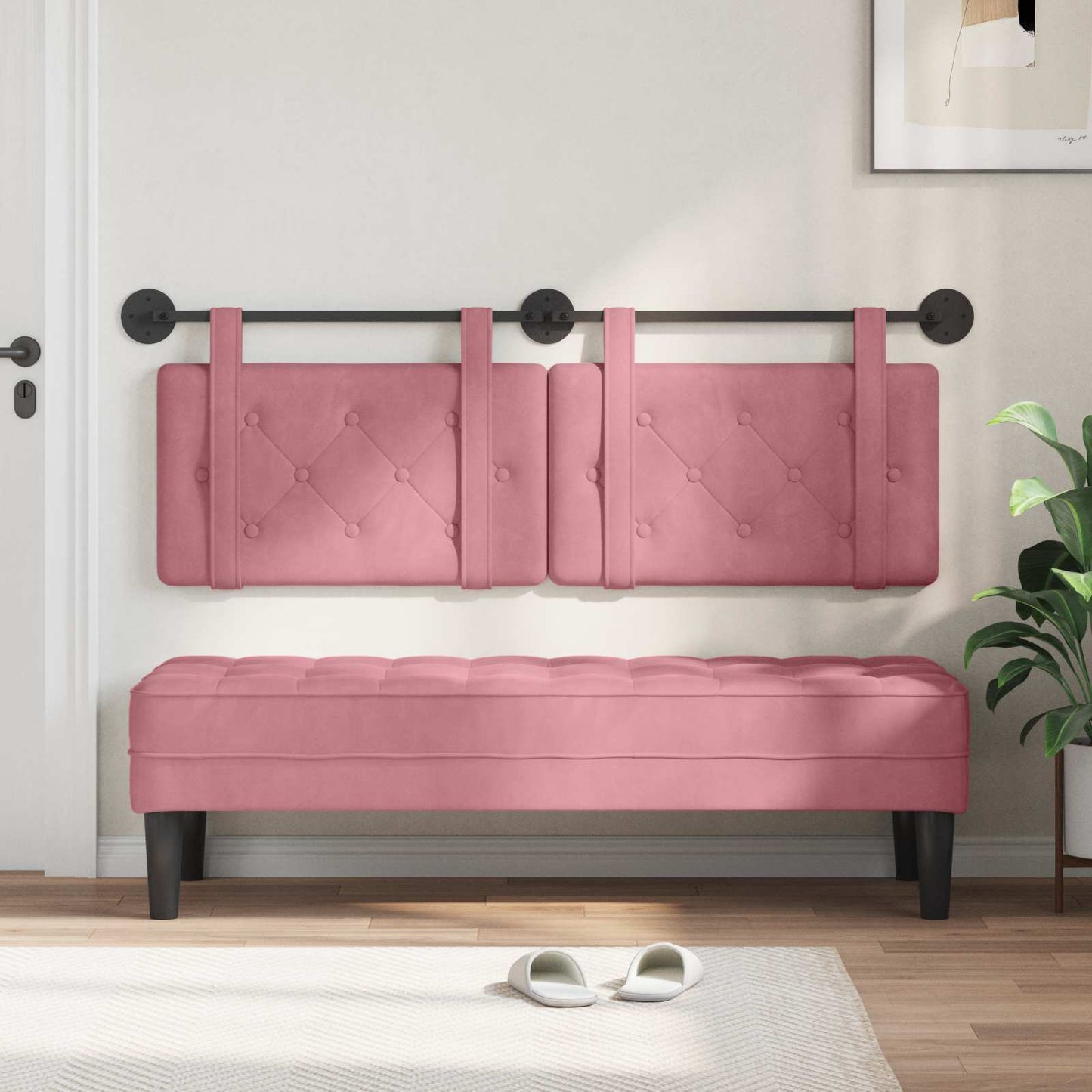 Hangend Hoofdeinde Wandgemonteerd Roze 150 x 55 x 5 cm Fluweel