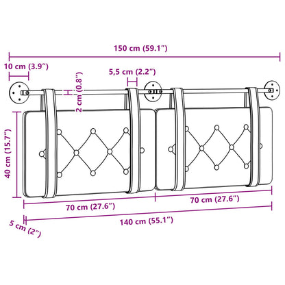 Hangend Hoofdeinde Crème 150 x 55 x 5 cm Nep Leer