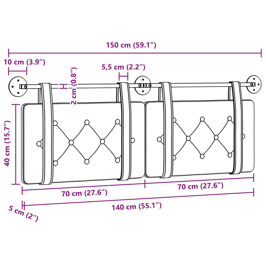 Hangend Hoofdeinde Bruin 150 x 55 x 5 cm Nep Leer