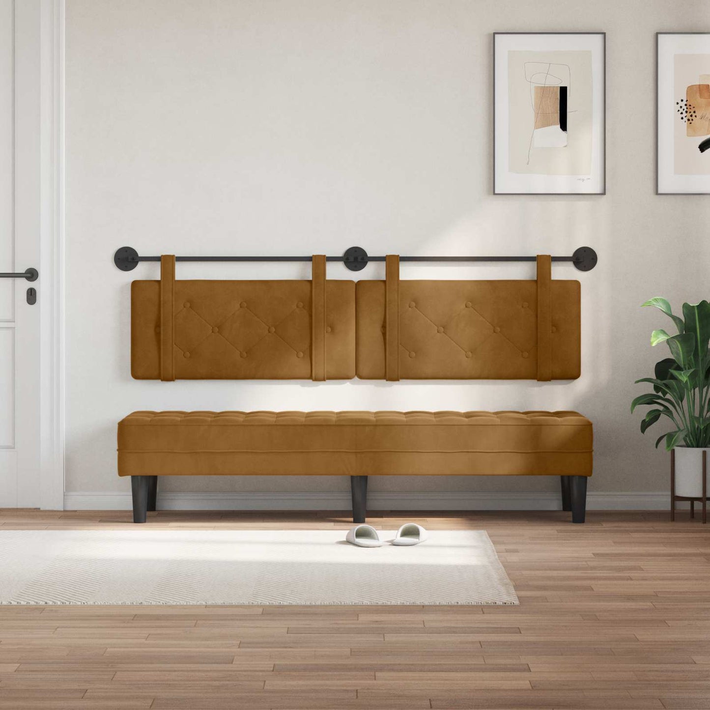 Hangend Hoofdeinde Wandgemonteerd Bruin 170 x 55 x 5 cm Fluweel