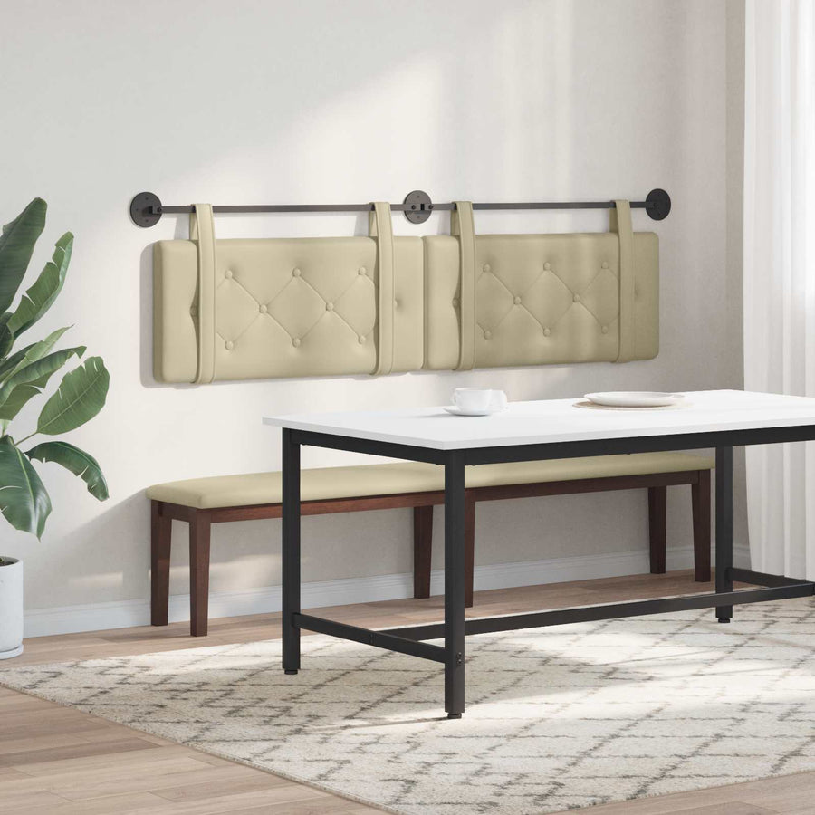 Hangend Hoofdeinde Crème 170 x 55 x 5 cm Nep Leer