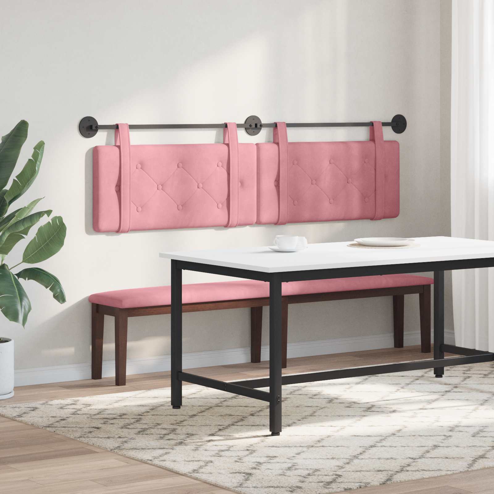 Hangend Hoofdeinde Wandgemonteerd Roze 190 x 55 x 5 cm Fluweel