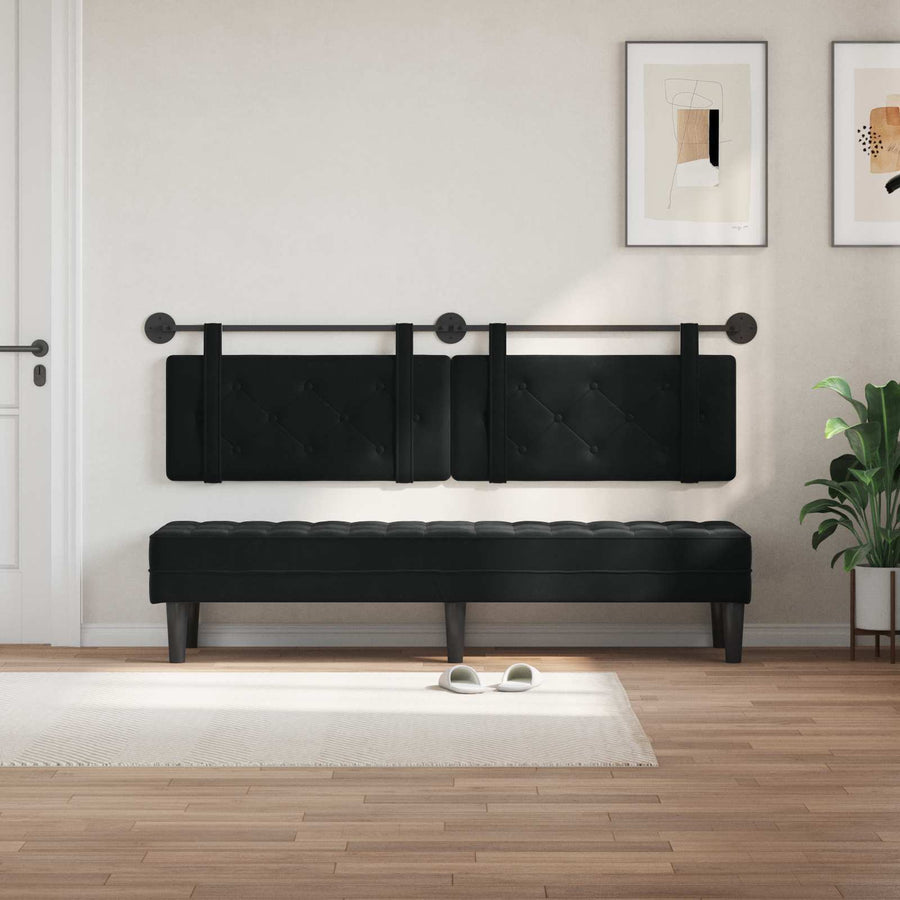 Hangend Hoofdeinde Wandgemonteerd Zwart 190 x 55 x 5 cm Fluweel