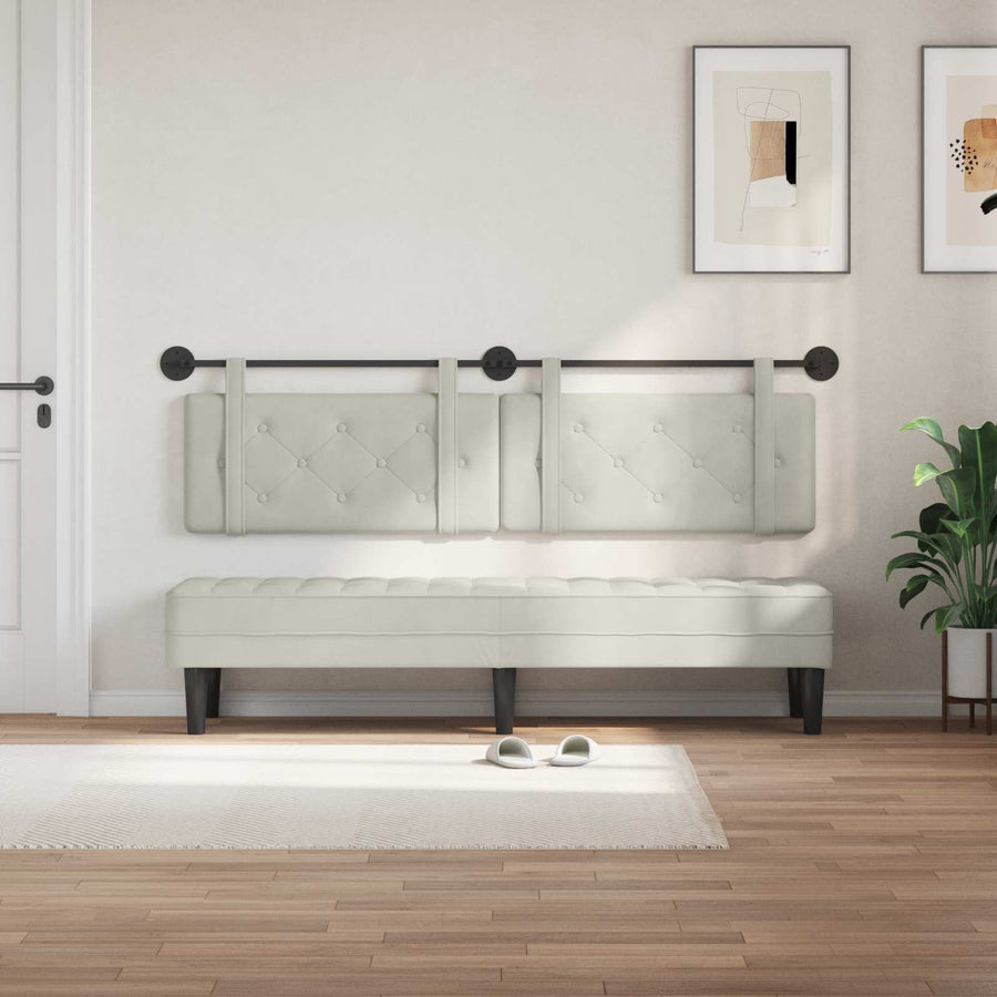 Hangend Hoofdeinde Wandgemonteerd Crème 190 x 55 x 5 cm Fluweel