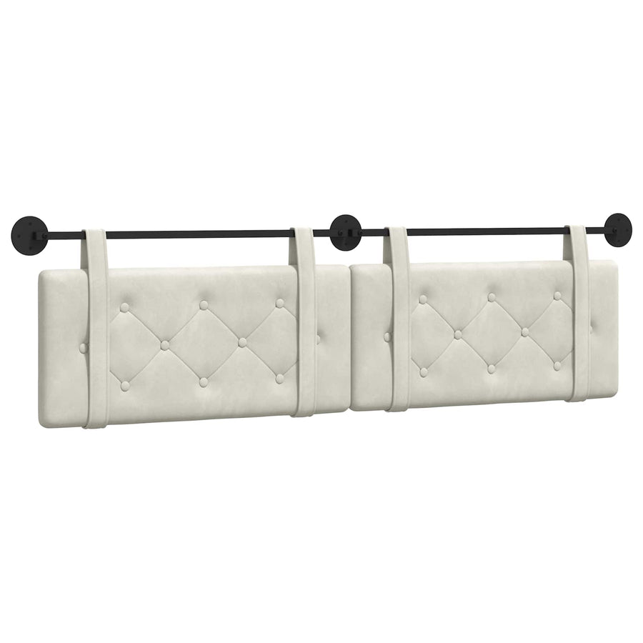 Hangend Hoofdeinde Wandgemonteerd Crème 190 x 55 x 5 cm Fluweel