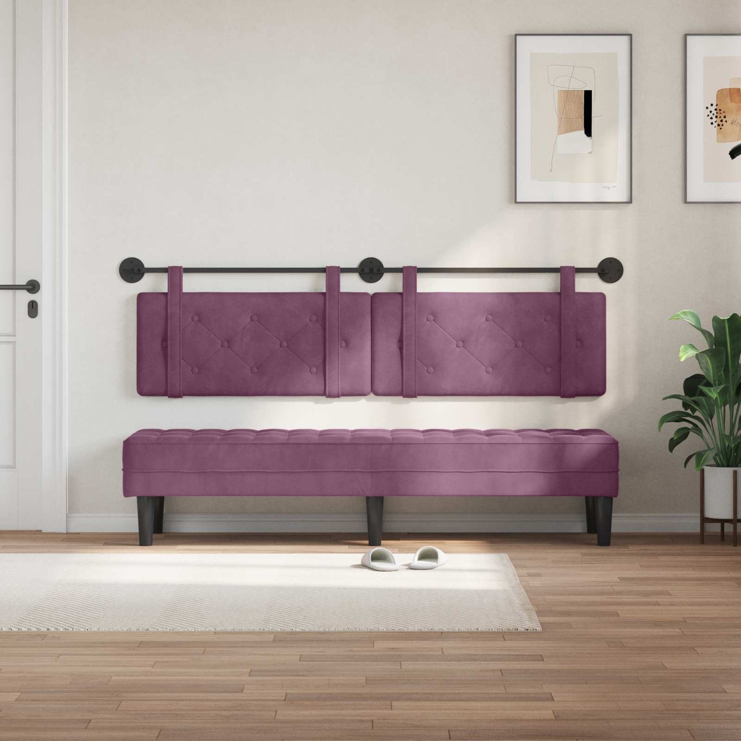 Hangend Hoofdeinde Wandgemonteerd Paars 190 x 55 x 5 cm Fluweel