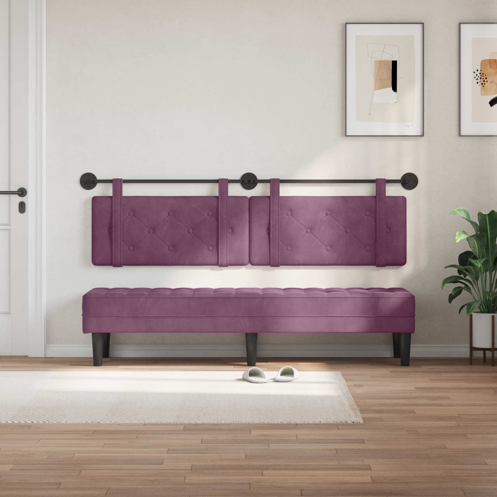 Hangend Hoofdeinde Wandgemonteerd Paars 190 x 55 x 5 cm Fluweel