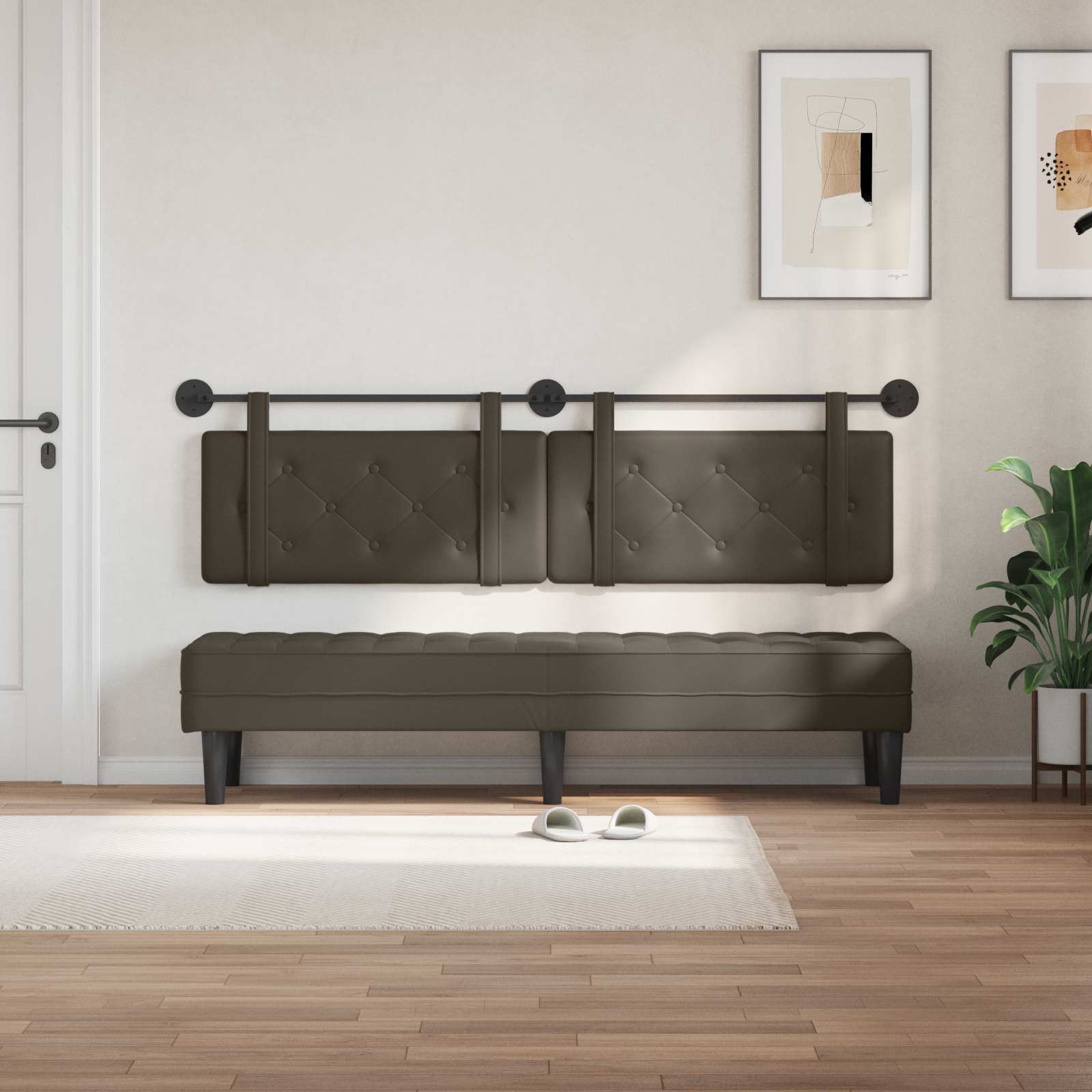 Hangend Hoofdeinde Grijs 190 x 55 x 5 cm Nep Leer