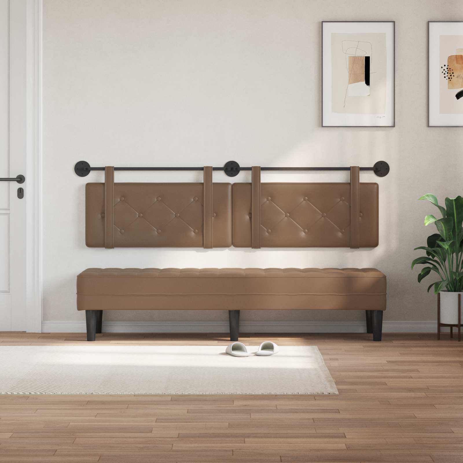 Hangend Hoofdeinde Cappuccino 190 x 55 x 5 cm Nep Leer