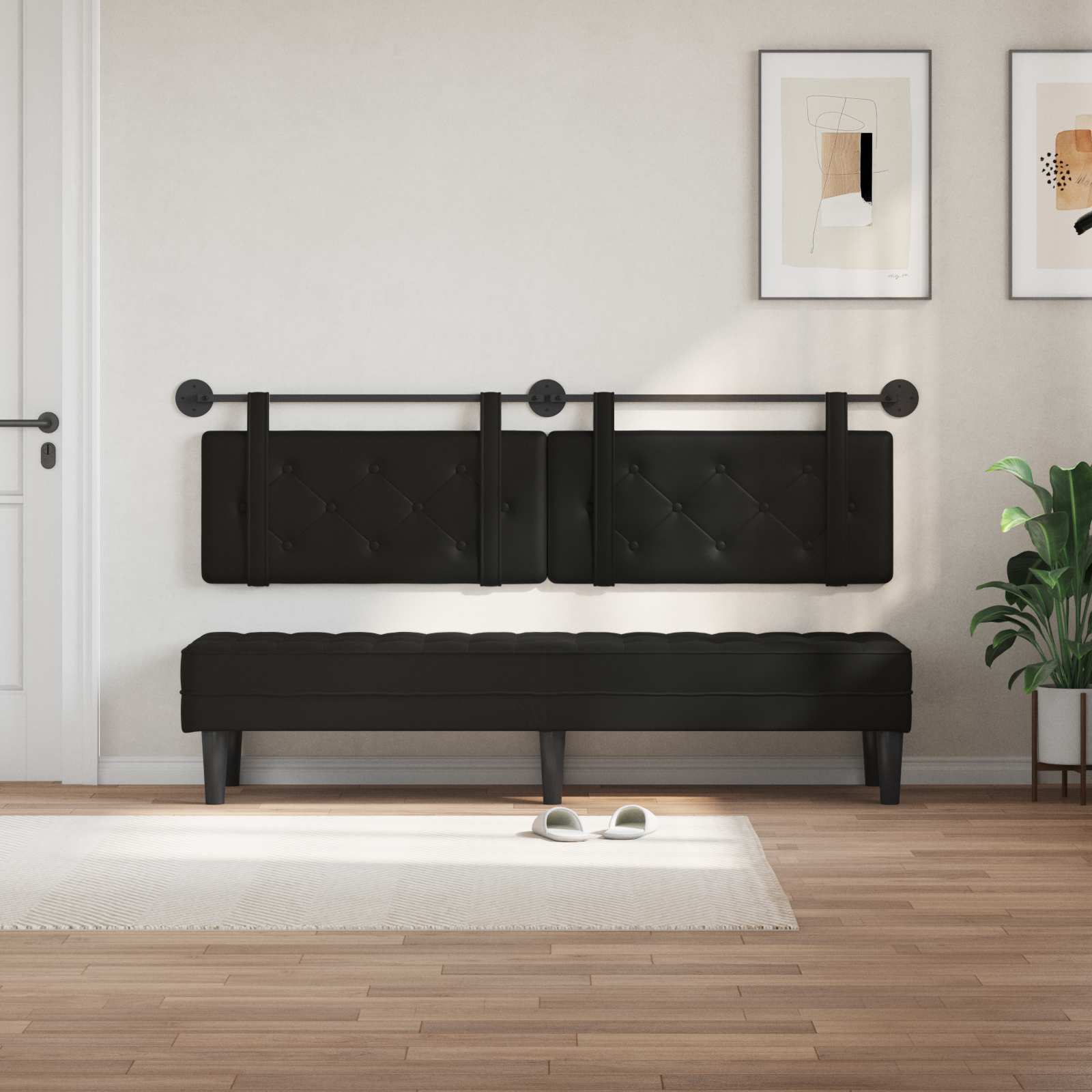 Hangend Hoofdeinde Zwart 190 x 55 x 5 cm Nep Leer