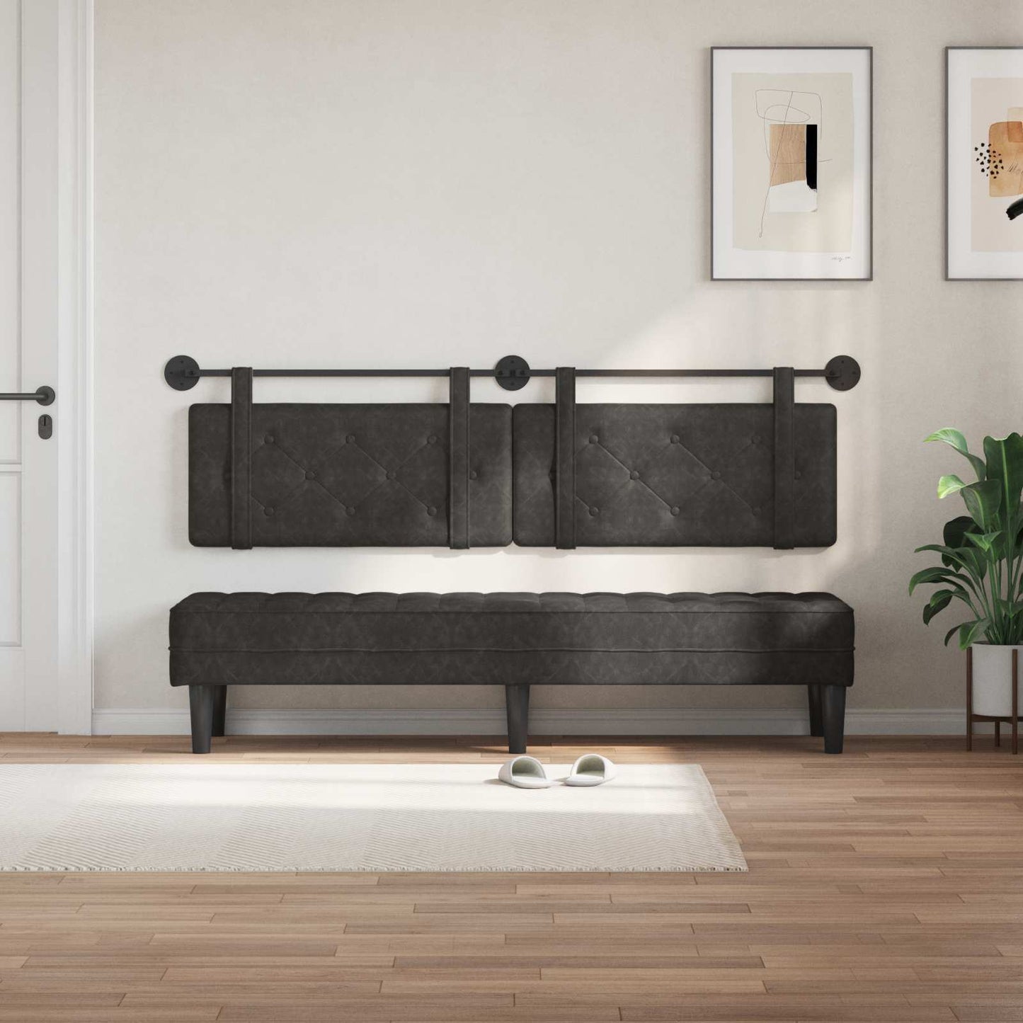 Hangend Hoofdeinde Zwart 190 x 55 x 5 cm Antiek PU