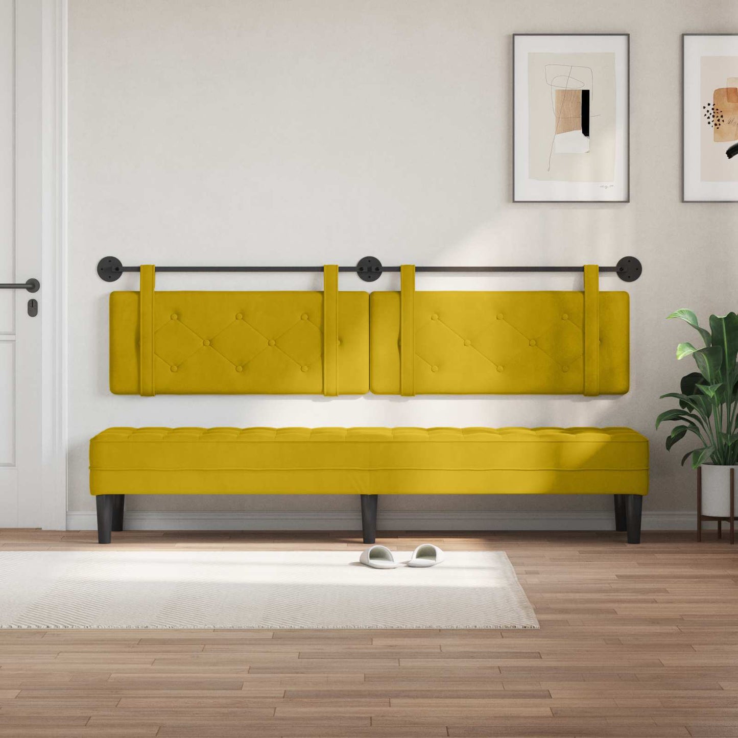 Hangend Hoofdeinde Wandgemonteerd Geel 210 x 55 x 5 cm Fluweel