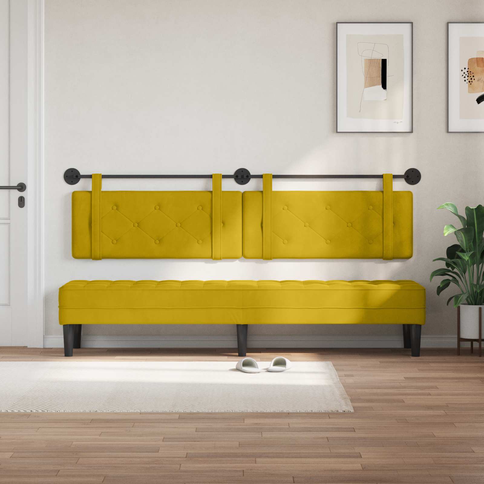Hangend Hoofdeinde Wandgemonteerd Geel 210 x 55 x 5 cm Fluweel