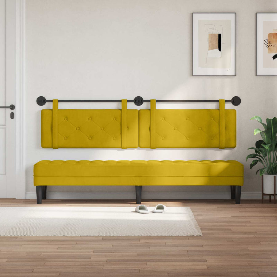 Hangend Hoofdeinde Wandgemonteerd Geel 210 x 55 x 5 cm Fluweel