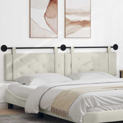 Hoofdeinde wandgemonteerd crème 210x55x5 cm fluweel