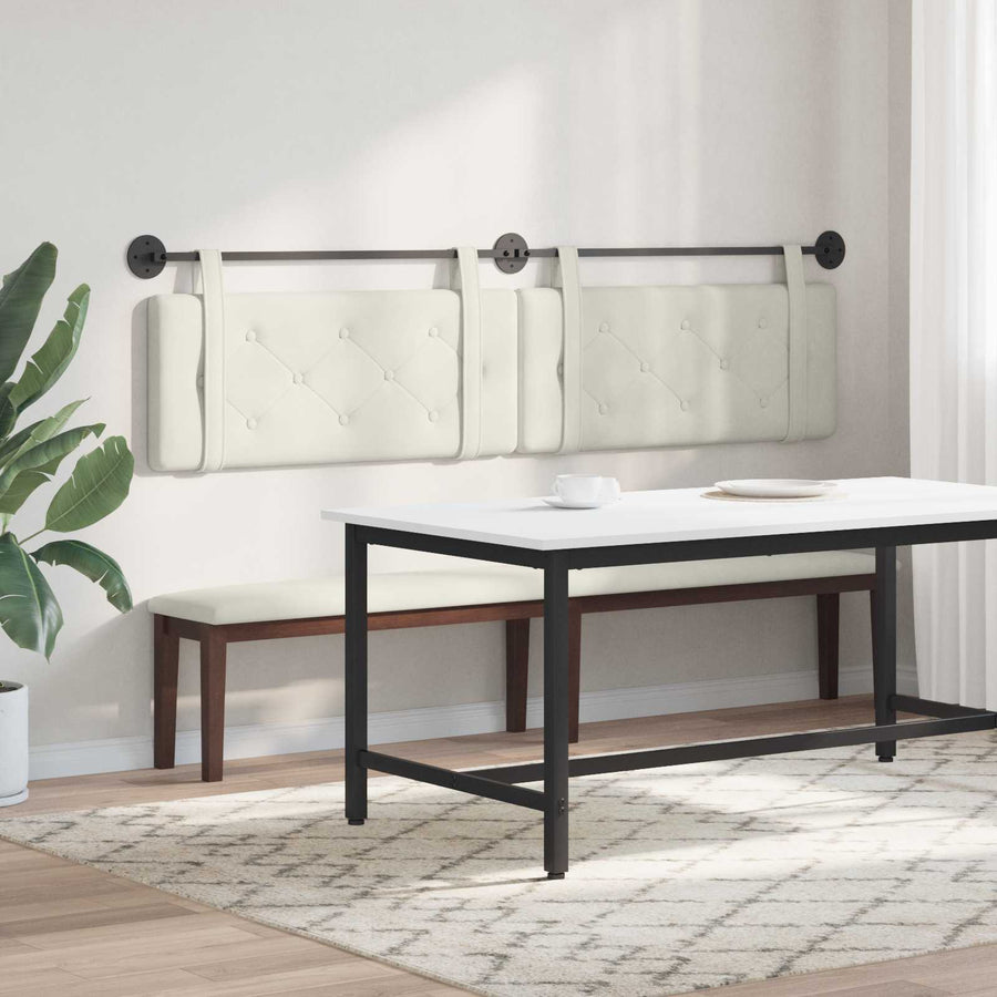 Hangend Hoofdeinde Wandgemonteerd Crème 210 x 55 x 5 cm Fluweel