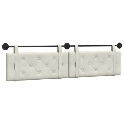 Hangend Hoofdeinde Wandgemonteerd Crème 210 x 55 x 5 cm Fluweel