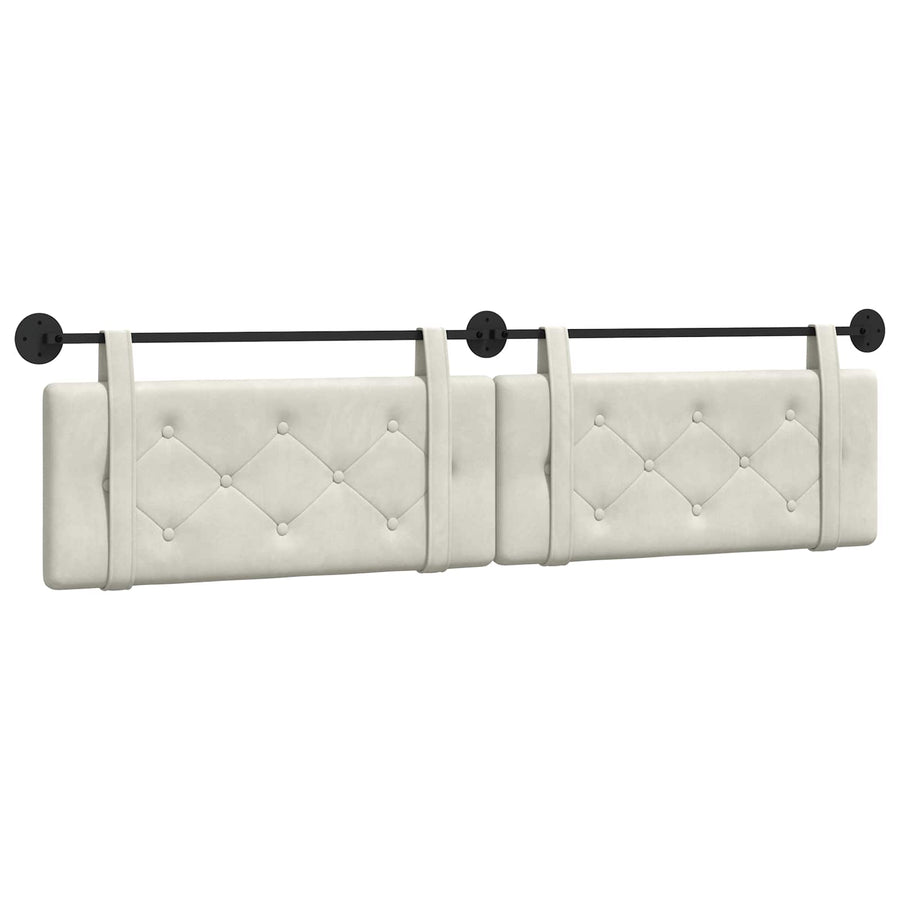 Hangend Hoofdeinde Wandgemonteerd Crème 210 x 55 x 5 cm Fluweel