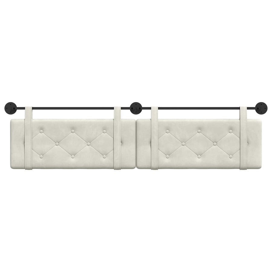 Hangend Hoofdeinde Wandgemonteerd Crème 210 x 55 x 5 cm Fluweel