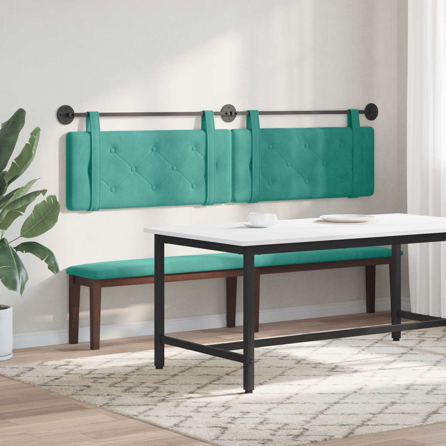Hangend Hoofdeinde Turquoise 210 x 55 x 5 cm Fluweel