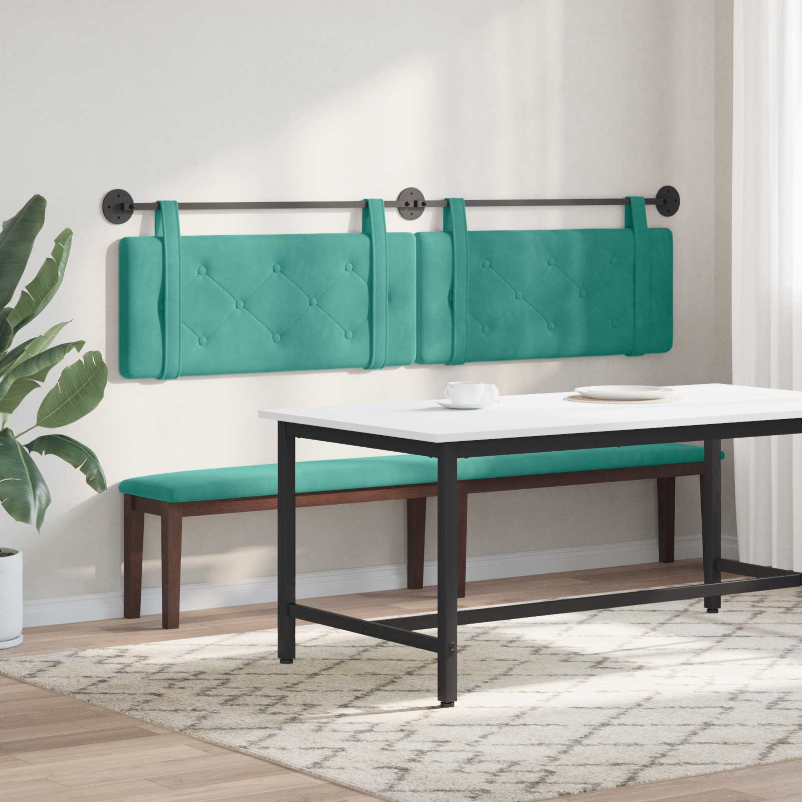 Hangend Hoofdeinde Turquoise 210 x 55 x 5 cm Fluweel