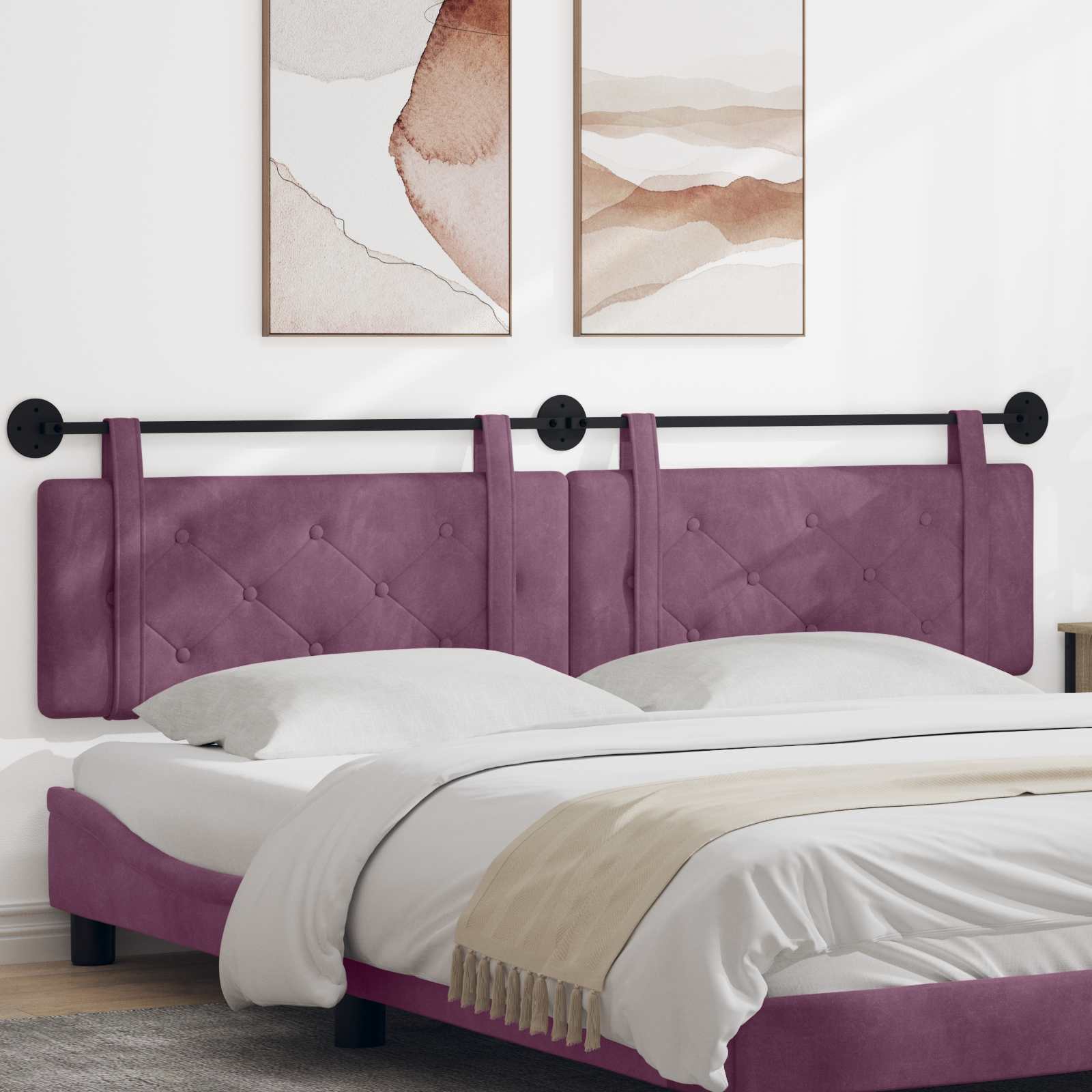 Hangend Hoofdeinde Wandgemonteerd Paars 210 x 55 x 5 cm Fluweel