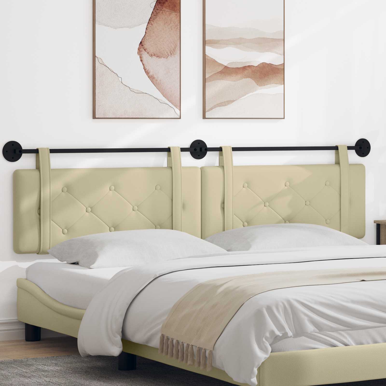 Hangend Hoofdeinde Crème 210 x 55 x 5 cm Nep Leer