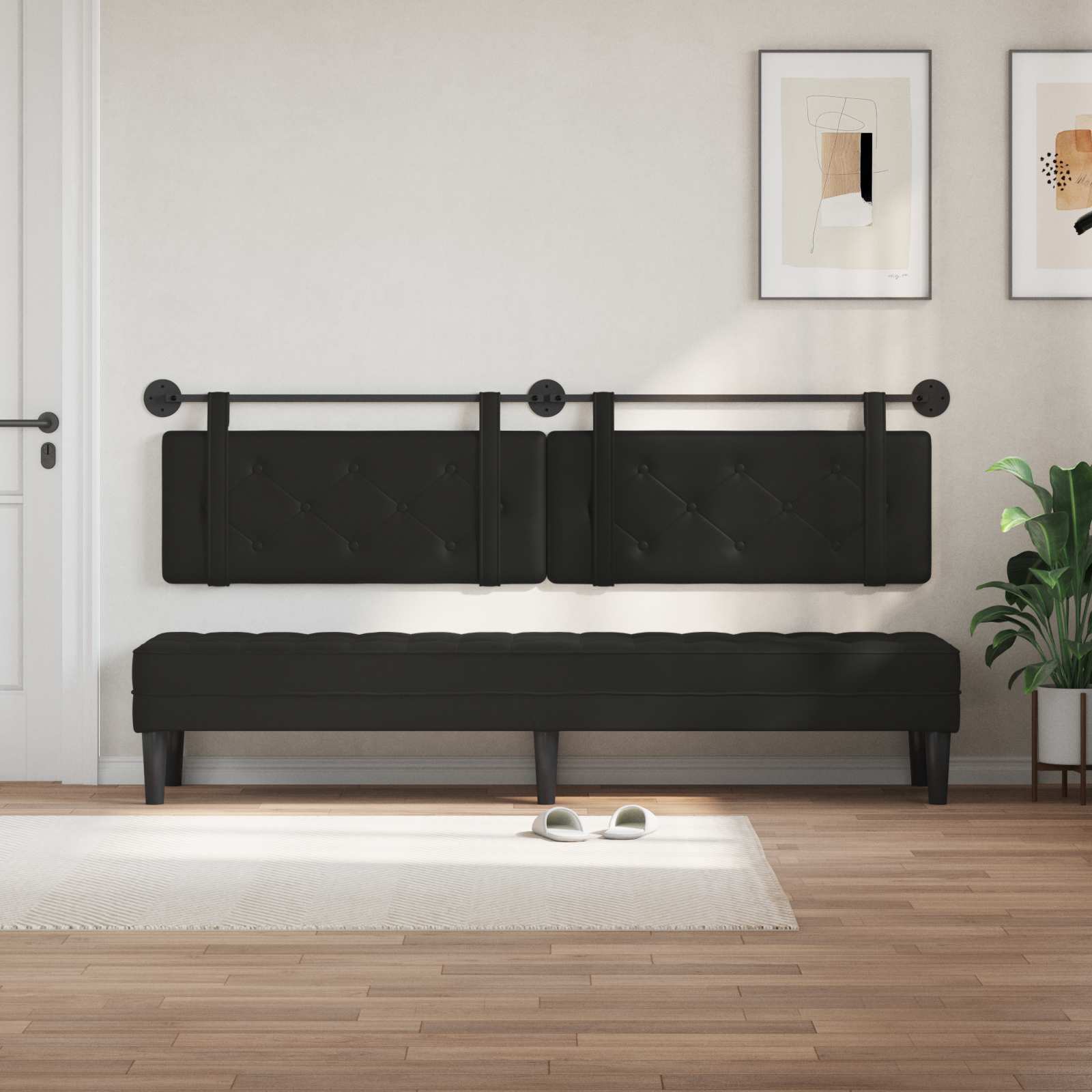 Hangend Hoofdeinde Zwart 210 x 55 x 5 cm Nep Leer